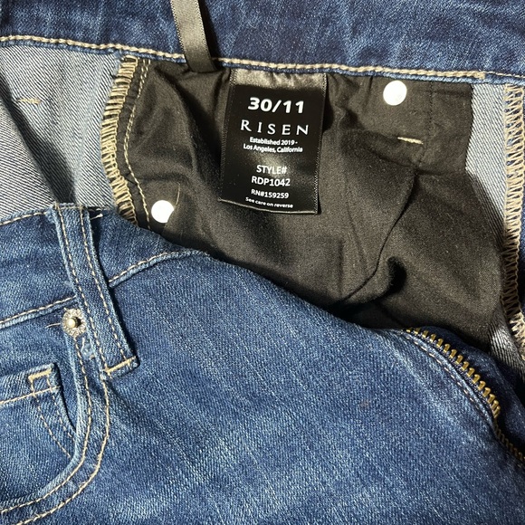 Risen Women's Dark Blue High-Rise Flare Jeans - Picture 3 of 4